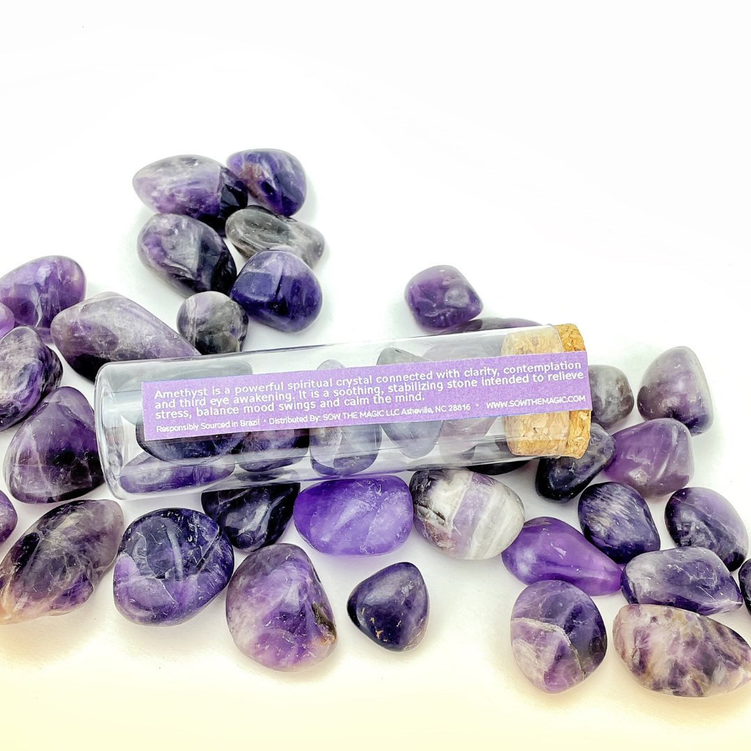 Amethyst Tumbled Gemstone Intention Vial