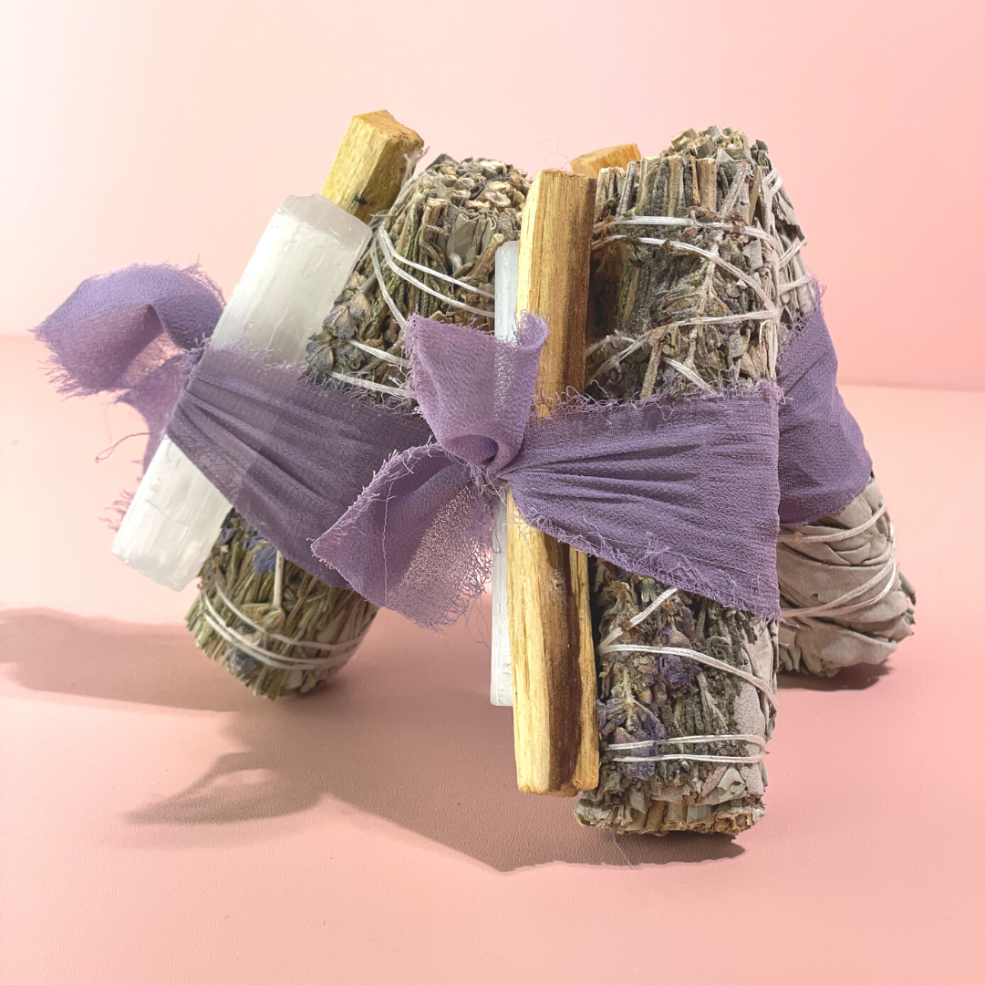 Sage Bundle with Selenite and Palo Santo- LAVENDER