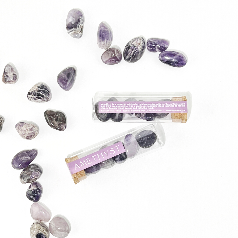 Amethyst Tumbled Gemstone Intention Vial